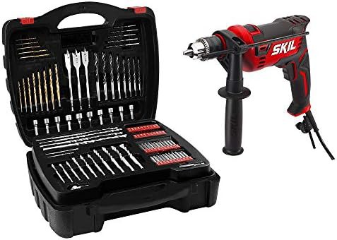 Corded hammer drill with 100 piece bit set