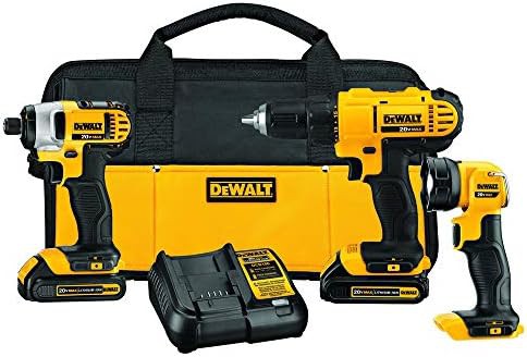 Three tool cordless drill and work light kit