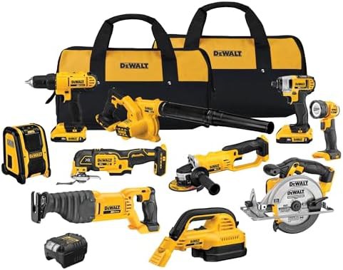Ten tool cordless combo with storage bags