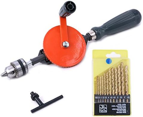 Manual hand drill with bit set