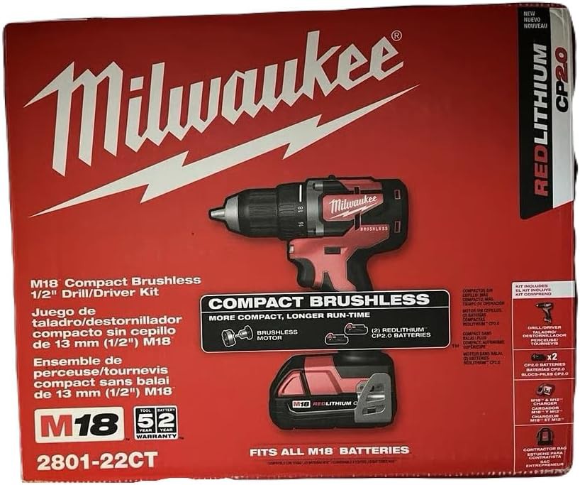 Brushless eighteen volt half inch drill kit