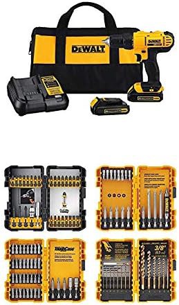 Cordless drill driver with hundred piece bit set