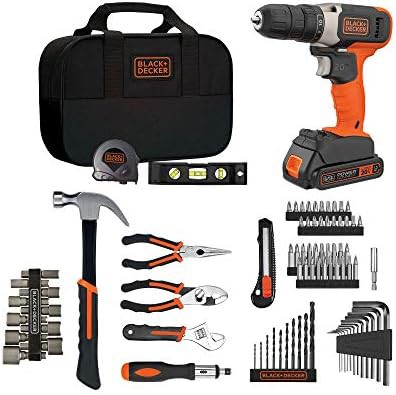 Cordless 20V drill driver with home tool kit