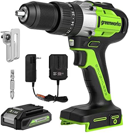 Brushless hammer drill with battery and charger