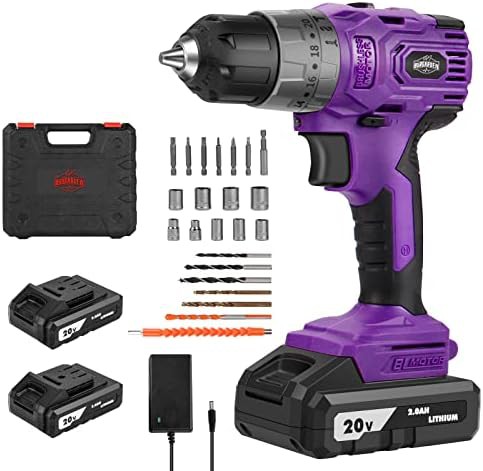 Purple brushless compact cordless drill set