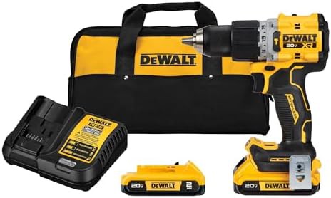 Yellow compact hammer drill and driver kit