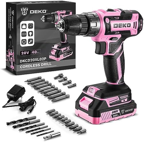 Pink 20V cordless drill driver kit