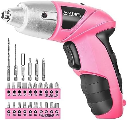 Pink cordless power screwdriver 27 piece set