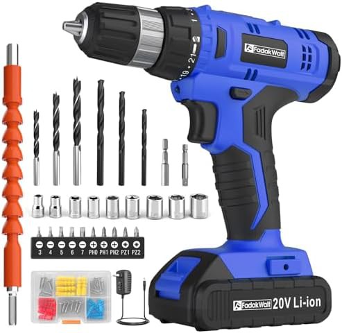 Blue 20V cordless power drill kit