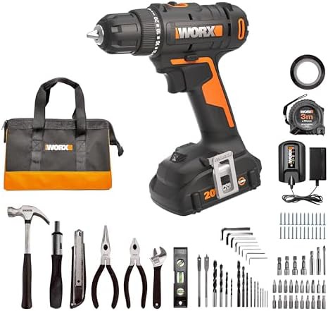 Cordless drill with eighty four piece kit