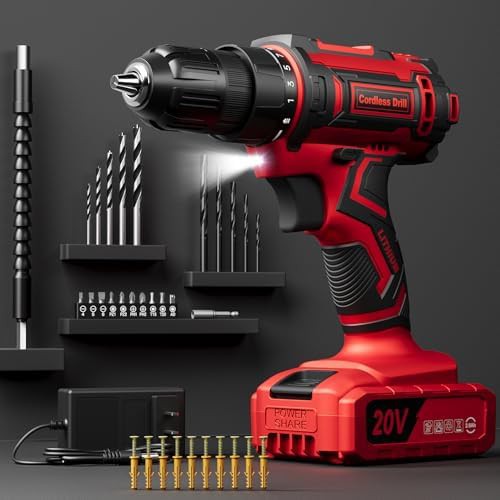 Red 20V power drill driver