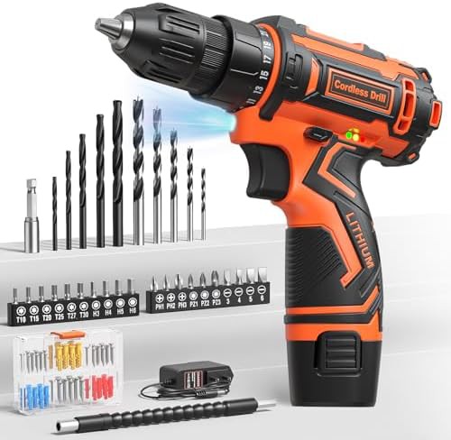 Orange 12V power drill driver set