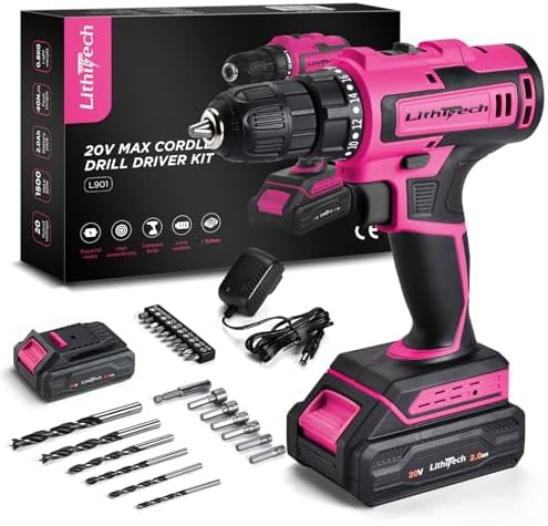 Pink cordless drill set for home repair