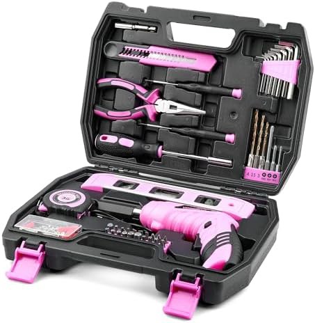 Pink home repair kit with 123 pieces