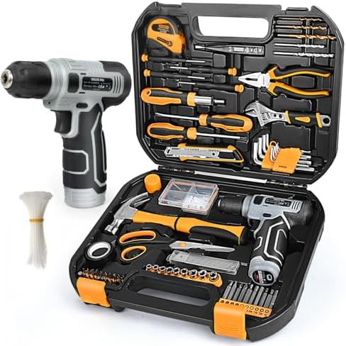 Cordless drill and large tool set