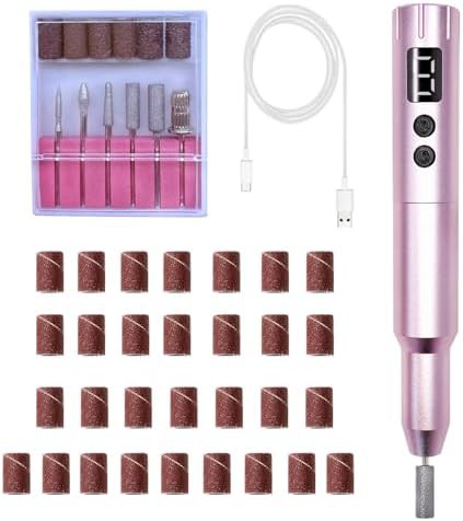 Metallic Pink Electric Nail Drill Kit