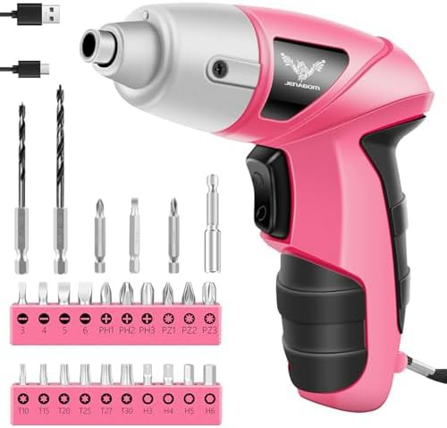 Pink mini cordless electric screwdriver