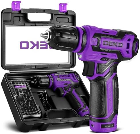 Purple cordless drill in portable gift box