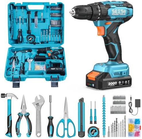 Cordless power drill and toolbox set