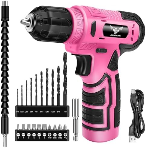 Pink Eight Volt Drill with Keyless Chuck