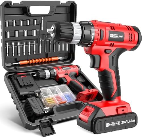 Red 20V electric drill with LED