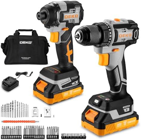 Yellow brushless drill and impact driver combo