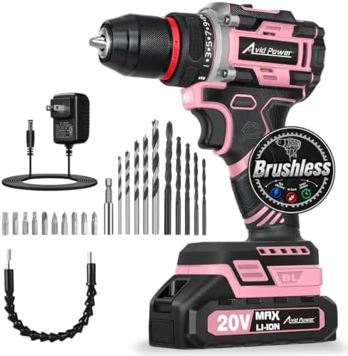 Pink brushless cordless drill for woodworking